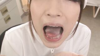 Asian nurse swallowing