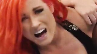 Becky's hits her breast and makes it jiggle