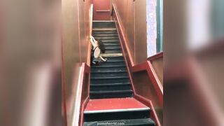 as I gracefully go down these stairs. Drunk and Stairs and a Thong. To gracefully come down the stairs. Gotta love the indecisive type [gif]