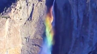 Yosemite falls spewing rainbows
