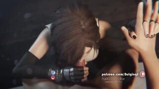 Tifa Lockhart - Hand Holding Deepthroat blowjob facial cum in mouth (Bulging Senpai, Volkor) [Final Fantasy VII]