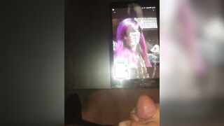 Huge cumtribute 14 ropes for pink haired slut