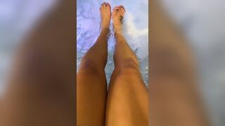 I see you watching me in the hot tub so I move my feet closer to you, what do you do? ????