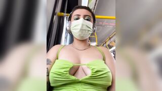 Tits out on the bus