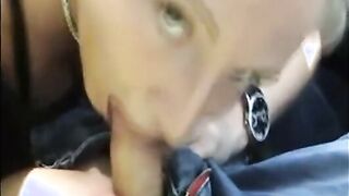 Hot blonbe babe doing blowjob and cumshot in the car