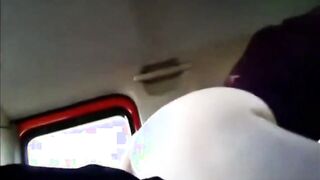 Girlfriend fucks black guy in car while cuck drives